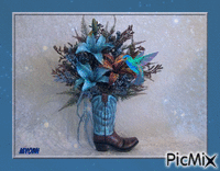 deco de fleurs  avec botte de cowboy Gif Animado