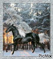 cheval et neige Gif Animado