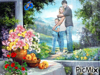 mother, father and child - GIF animate gratis