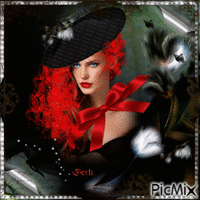 Femme in red hair анимированный гифка