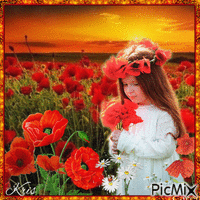 Petite fille avec des fleurs