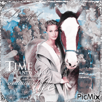 Femme et cheval - Free animated GIF