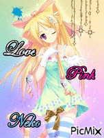 Love pink neko - 無料のアニメーション GIF
