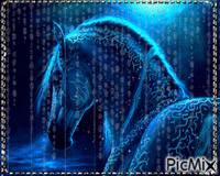 Blue magical horse - Free animated GIF