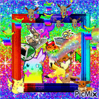 Eevee and Pikachu :D animowany gif