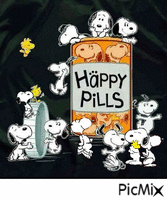 snoopy happy pills - Gratis geanimeerde GIF