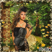 woman with violin ❤️ - Nemokamas animacinis gif