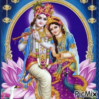 Radha Krishna et fleur de lotus - PNG gratuit