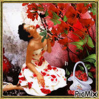 Женщина с розой animovaný GIF