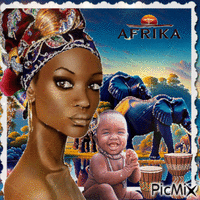 Mutter und Kind in Afrika - GIF animado grátis