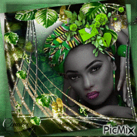 Portrait de femme en vert - Nemokamas animacinis gif