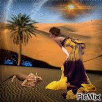 femme dans le désert - GIF animé gratuit