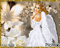 Angel dressed in white. geanimeerde GIF