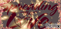 RED SPREADING THE LOVE FLASHING IN GOLD. - Besplatni animirani GIF
