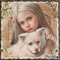 Concours : Portrait d'une fillette avec son chien - GIF animé gratuit
