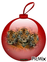 boule de noel avec tigre animovaný GIF