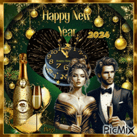 🥂 Happy New Year to all my friends🥂 Gif Animado