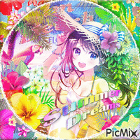 Summer anime girl rainbow - Δωρεάν κινούμενο GIF