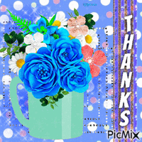Flowers Cup-Thanks - Free animated GIF