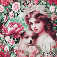 Vintage mit Hund - Bezmaksas animēts GIF