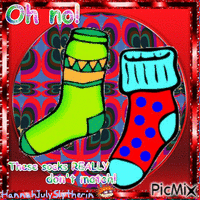 Oh no! These socks REALLY don't match! animowany gif