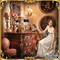 A woman with a violin...retro picture