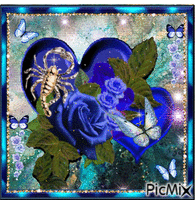 Blue hearts and roses animirani GIF