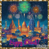 Diwali Fireworks Greeting - GIF animé gratuit