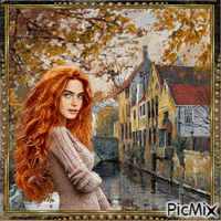 A woman with red hair animoitu GIF