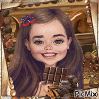 Petite fille qui aime le chocolat. Animated GIF