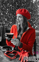 Pose café en hiver - GIF animado gratis