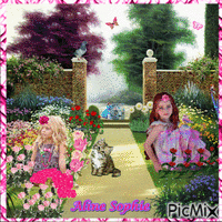 GIRL`S IN GARDEN BY ALINE SOPHIE - Free animated GIF