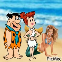 Fred, Wilma and mermaid GIF แบบเคลื่อนไหว