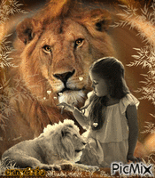Betty and the lion - Free animated GIF