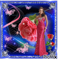 Lady and roses. animovaný GIF