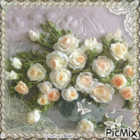 Roses blanches par BBM 动画 GIF