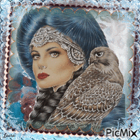 fantasy woman owl laurachan - GIF animé gratuit