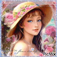 Woman's portrait with a hat - Free animated GIF