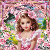 Petite  jeune  fille  en  rose - GIF animado grátis