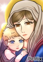 Mary and Jesus drawn by Suto - Animovaný GIF zadarmo