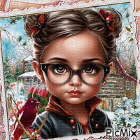 Petite fille avec des lunettes - GIF animé gratuit