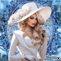 Portrait de femme au chapeau blanc. - GIF animate gratis