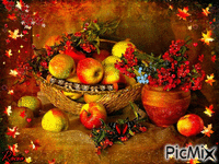 Cesta de frutas - GIF animado gratis