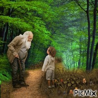 Abuelo y nieto GIF animado