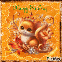 Happy Sunday, orange cat - Animovaný GIF zadarmo