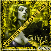 Gothic Vampire Woman--Yellow and Black