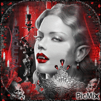 Gothic woman portrait vampire - Free animated GIF