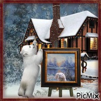 Un tableau dans la neige. - Free animated GIF