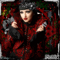 Mariée gothique - Tons rouges, noirs, blancs GIF animé