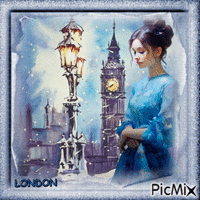Londres en aquarelle - Tons bleus.